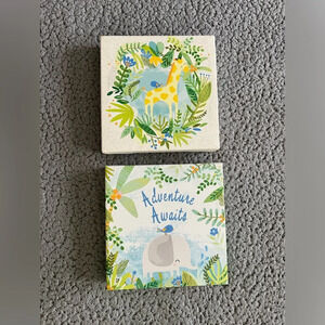 Set of 2 Lady Jayne Adventure Awaits Canvas Print Wall Picture Bird Giraffe EUC